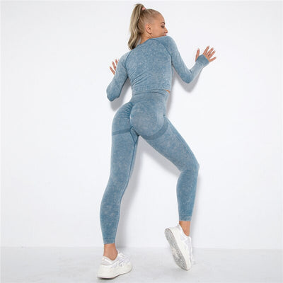 Fitness Gym Sets 2pcs Sports Push Up Suits  High Strech Strunch Yoga Leggings Sets Workout Outfit Women Running Yoga Suits