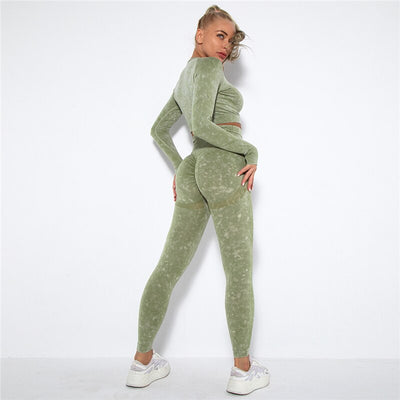 Fitness Gym Sets 2pcs Sports Push Up Suits  High Strech Strunch Yoga Leggings Sets Workout Outfit Women Running Yoga Suits