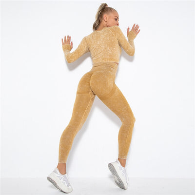 Fitness Gym Sets 2pcs Sports Push Up Suits  High Strech Strunch Yoga Leggings Sets Workout Outfit Women Running Yoga Suits