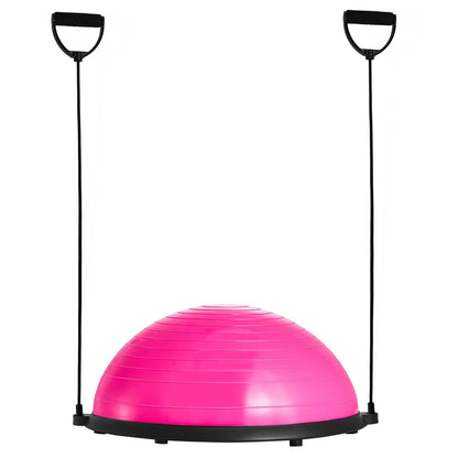 VEVOR Half Exercise Ball Trainer, 23 Inch Balance Ball Trainer, 660lbs Capacity Stability Ball, Yoga Ball With Resistance Bands & Foot Pump, Strength Fitness Ball For Home Gym, Full Body Workout,