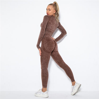 Fitness Gym Sets 2pcs Sports Push Up Suits  High Strech Strunch Yoga Leggings Sets Workout Outfit Women Running Yoga Suits
