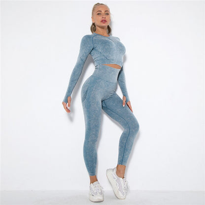 Fitness Gym Sets 2pcs Sports Push Up Suits  High Strech Strunch Yoga Leggings Sets Workout Outfit Women Running Yoga Suits