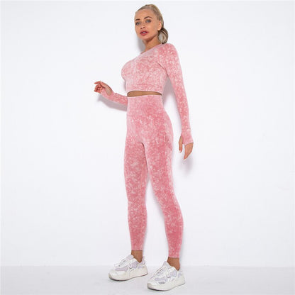 Fitness Gym Sets 2pcs Sports Push Up Suits  High Strech Strunch Yoga Leggings Sets Workout Outfit Women Running Yoga Suits